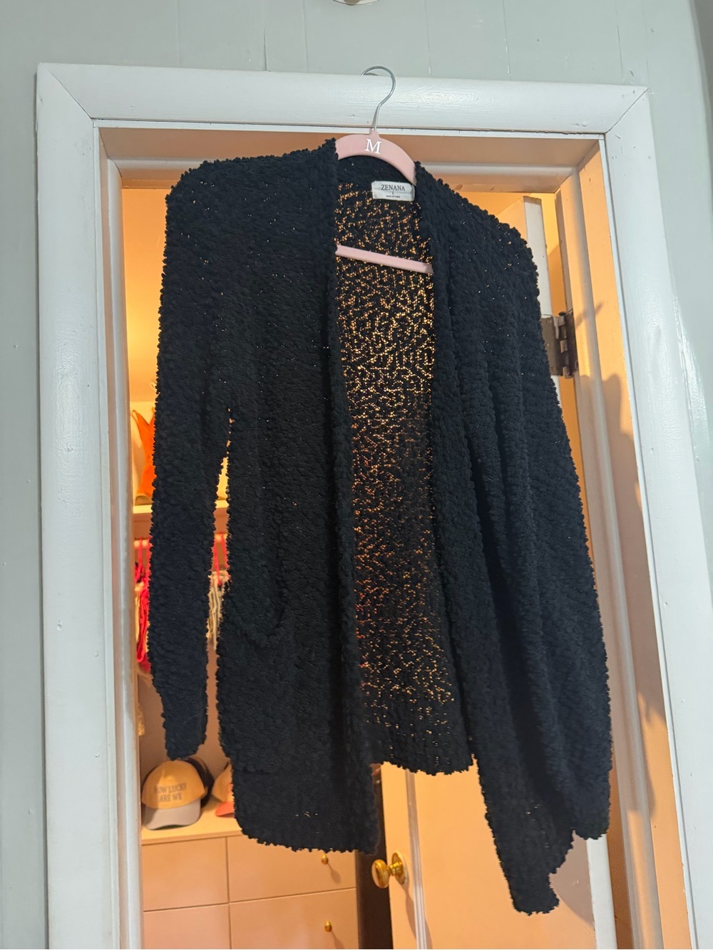 Cozy Open-Front Black Cardigan Sweater